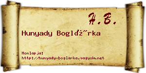 Hunyady Boglárka névjegykártya